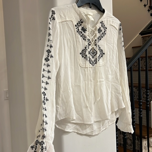 H&M Black and White Long Sleeve Top Size US 8 - Picture 3 of 5